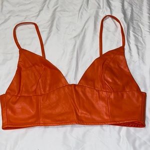 orange leather crop top